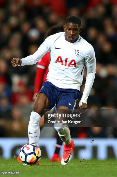 Shilow Tracey of Tottenham Hotspur in action during the Premier League 2 match between Manchester United and Tottenham Hotspur at Old Trafford on...