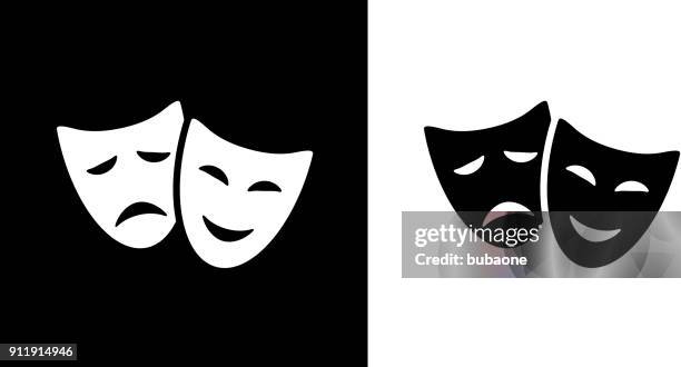 komödie und tragödie masken. - theatermaske stock-grafiken, -clipart, -cartoons und -symbole