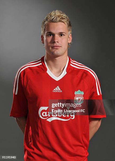 Christoper Buchtmann of Liverpool FC poses during a Liverpool FC 2009/2010 season photocall in Liverpool, England.