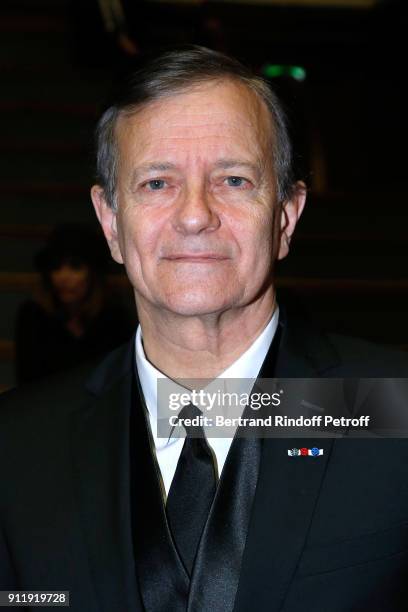 Actor Francis Huster attends the Tribute to ELie Wiesel by Maurice Levy X Publicis Group at "La Sorbonne" on January 29, 2018 in Paris, France.