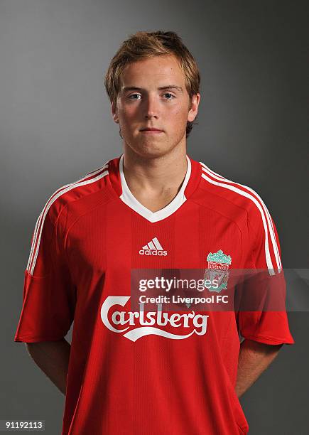 Steven Irwin of Liverpool FC poses during a Liverpool FC 2009/2010 season photocall in Liverpool, England.