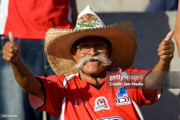 Fan of Indios during their match in the 2009 Opening tournament, the closing stage of the Mexican Football League at The Benito Juarez Stadium on...