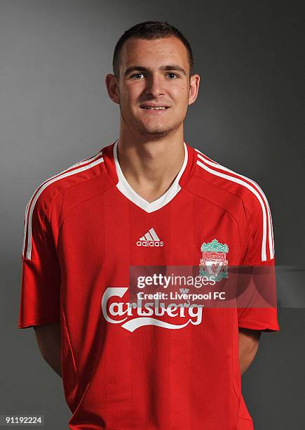 Andras Simon of Liverpool FC poses during a Liverpool FC 2009/2010 season photocall in Liverpool, England.