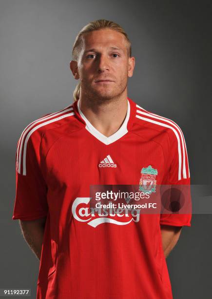 Andriy Voronin of Liverpool FC poses during a Liverpool FC 2009/2010 season photocall in Liverpool, England.