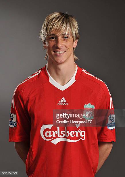 Fernando Torres of Liverpool FC poses during a Liverpool FC 2009/2010 season photocall in Liverpool, England.