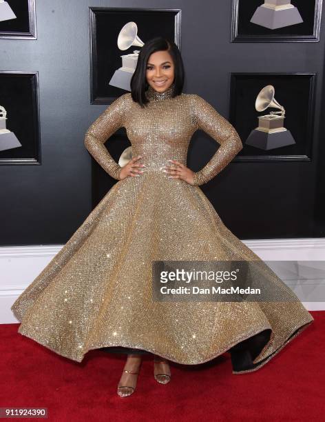 Ashanti arrives at the 60th Annual GRAMMY Awards at Madison Square Garden on January 28, 2018 in New York City.