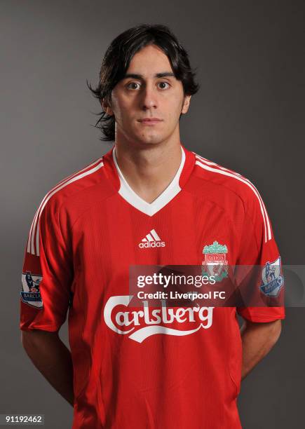 Alberto Aquillani of Liverpool FC poses during a Liverpool FC 2009/2010 season photocall in Liverpool, England.