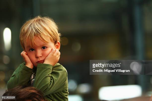 Young supporter looks on during the Election Night Party after first projections at the SPD headquarter on September 27, 2009 in Berlin, Germany. The...