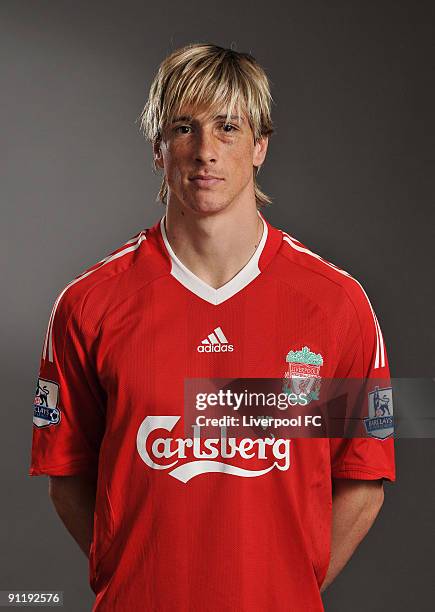 Fernando Torres of Liverpool FC poses during a Liverpool FC 2009/2010 season photocall in Liverpool, England.