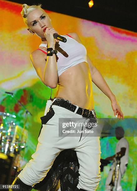 Gwen Stefani of No Doubt performs on stage on the second day of the three day F1 Rocks Singapore concert at Fort Canning Park on September 25, 2009...