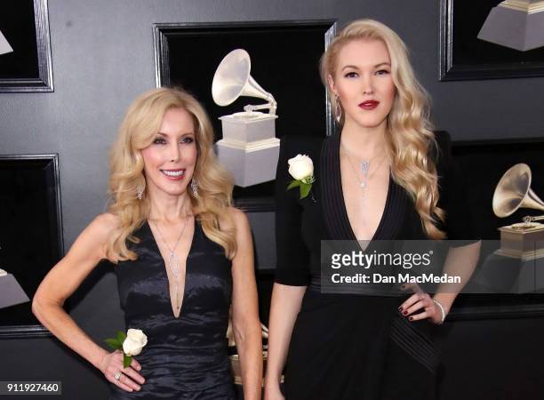 Kim Campbell and Ashley Campbell arrive at the 60th Annual GRAMMY Awards at Madison Square Garden on January 28, 2018 in New York City.