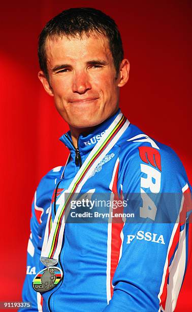 Alexandr Kolobnev of Russia finished 2nd in the Men's Road Race at the 2009 UCI Road World Championships on September 27, 2009 in Mendrisio,...