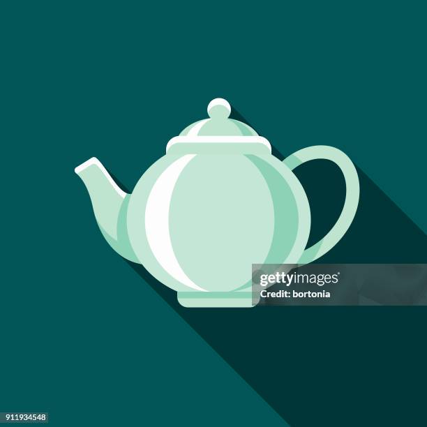 stockillustraties, clipart, cartoons en iconen met theepot platte ontwerp koffie & thee pictogram - theepot