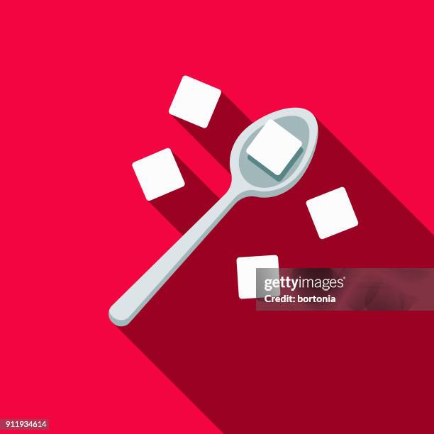 sugar flat design coffee & tea icon - sugar spoon stock illustrations