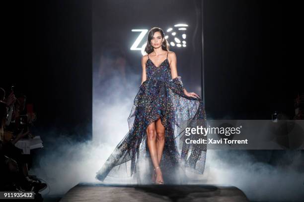 Model walks the runway at the Ze Garcia show during the Barcelona 080 Fashion Week on January 29, 2018 in Barcelona, Spain.