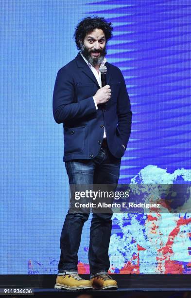 Jason Mantzoukas hosts the Sundance Film Festival Awards Night Ceremony at Basin Recreation Field House on January 27, 2018 in Park City, Utah.