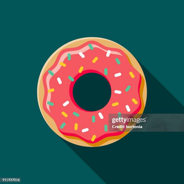 illustrazioni stock, clip art, cartoni animati e icone di tendenza di icona di donut flat design coffee & tea - bombolone
