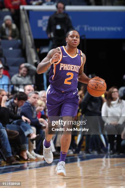 Isaiah Canaan of the Phoenix Suns handles the ball against the Memphis Grizzlies on January 29, 2018 at FedExForum in Memphis, Tennessee. NOTE TO...