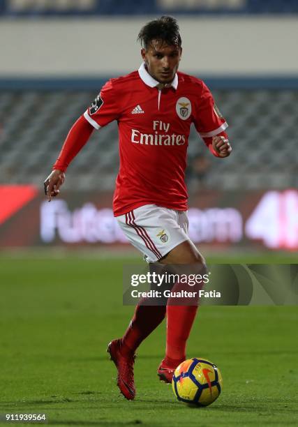 Benfica midfielder Joao Carvalho from Portugal in action during the Primeira Liga match between CF Os Belenenses and SL Benfica at Estadio do Restelo...