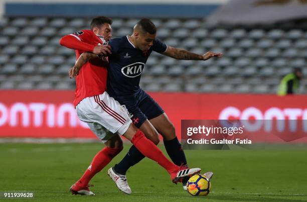 Os Belenenses forward Maurides from Brazil with SL Benfica defender Jardel Vieira from Brazil in action during the Primeira Liga match between CF Os...