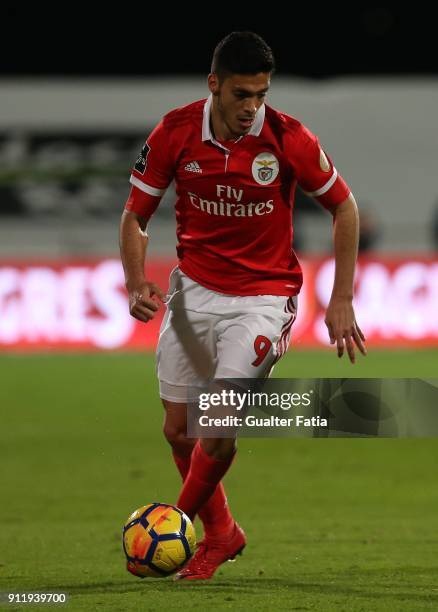 Benfica forward Raul Jimenez from Mexico in action during the Primeira Liga match between CF Os Belenenses and SL Benfica at Estadio do Restelo on...