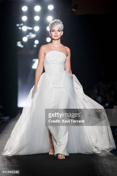 Laura Escanes walks the runway at the Ze Garcia show during the Barcelona 080 Fashion Week on January 29, 2018 in Barcelona, Spain.