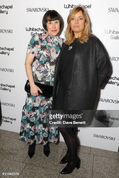 Alice Rawsthorne and Sarah Rawsthorne attend a gala dinner to celebrate Mona Hatoum as Whitechapel Gallery Art Icon with Swarovski at Whitechapel...
