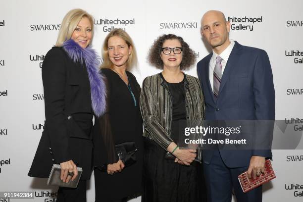 Nadja Swarovski, Iwona Blazwick, Mona Hatoum and Fady Joudah attend a gala dinner to celebrate Mona Hatoum as Whitechapel Gallery Art Icon with...