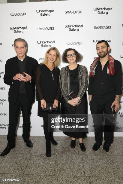 Gerry Collins, Iwona Blazwick, Mona Hatoum and Abbas Akhavan attend a gala dinner to celebrate Mona Hatoum as Whitechapel Gallery Art Icon with...