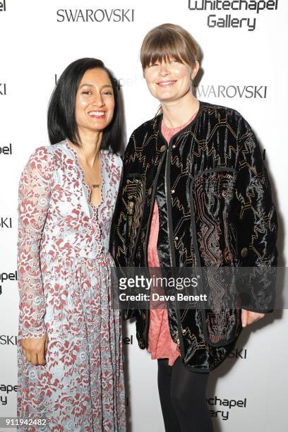 Rana Begum and Kate MacGarry attend a gala dinner to celebrate Mona Hatoum as Whitechapel Gallery Art Icon with Swarovski at Whitechapel Gallery on...