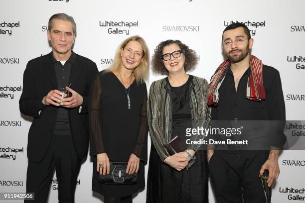 Gerry Collins, Iwona Blazwick, Mona Hatoum and Abbas Akhavan attend a gala dinner to celebrate Mona Hatoum as Whitechapel Gallery Art Icon with...