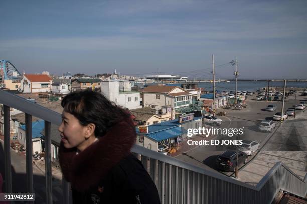 This photo taken on January 15, 2018 shows a general view of "Abai village", a settlement originally created by North Korean refugees displaced...