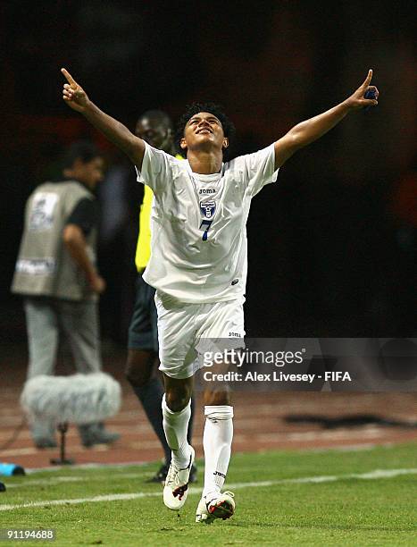 Mario Martinez of Honduras celebrates after scoring his second goal during the FIFA U20 World Cup Group F match between Honduras v Hungary at the...