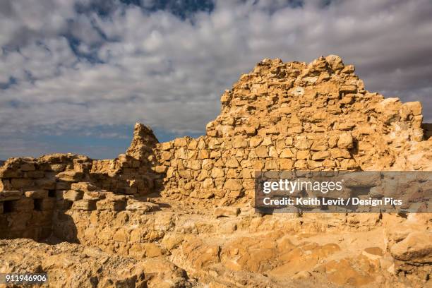 ruins of a stone wall, masada, judaean desert - judaean stock pictures, royalty-free photos & images