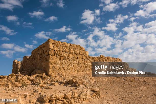 ruins of a stone wall, masada, judaean desert - judaean stock pictures, royalty-free photos & images