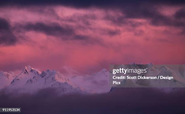 kachemak bay state park at sunset with glowing pink sky - sunset bay state park stock pictures, royalty-free photos & images