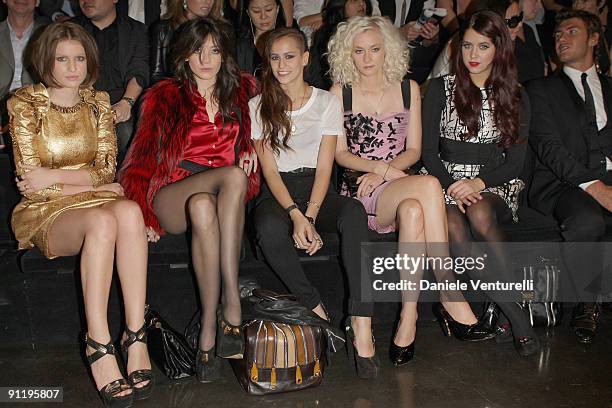 Tali Lennox, Daisy Lowe, Alice Dellal, Portia Freeman and Peaches Geldof the Dolce & Gabbana show as part of Milan Womenswear Fashion Week...