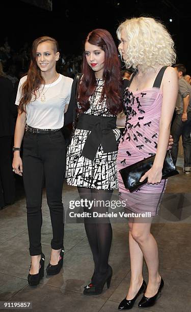 Alice Dellal, Portia Freeman and Peaches Geldof attend the Dolce & Gabbana show as part of Milan Womenswear Fashion Week Spring/Summer 2010 on...