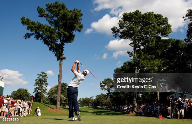 Sean O'Hair tees off the 13th hole during the final round of THE TOUR Championship presented by Coca-Cola, the final event of the PGA TOUR Playoffs...