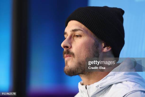 Danny Amendola of the New England Patriots speaks to the media during SuperBowl LII Media Day at Xcel Energy Center on January 29, 2018 in St Paul,...