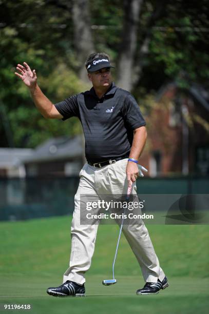 Kenny Perry saves par on during the final round of THE TOUR Championship presented by Coca-Cola, the final event of the PGA TOUR Playoffs for the...