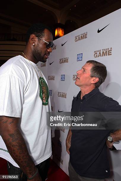 Lebron James and Lionsgate's Jon Feltheimer at the Special Los Angeles Friends-and-Family Screening of "More Than a Game" on September 26, 2009 at...