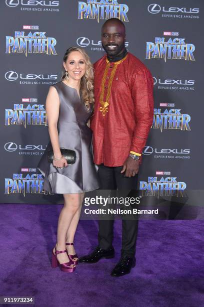 Iva Colter and actor Mike Colter attends the premiere of Disney and Marvel's "Black Panther" at Dolby Theatre on January 29, 2018 in Hollywood,...