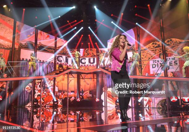 Miriam Rodriguez performs on stage for Operacion Triunfo Eurovision contest on January 29, 2018 in Barcelona, Spain.