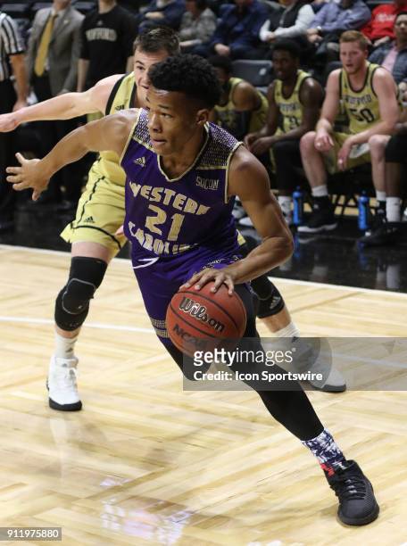 Marcus Thomas guard Western Carolina University. Western Carolina and Wofford College met for some SoCon basketball action on Monday evening at Jerry...