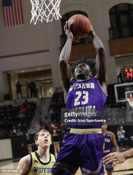 Mike Amius forward Western Carolina University. Western Carolina and Wofford College met for some SoCon basketball action on Monday evening at Jerry...