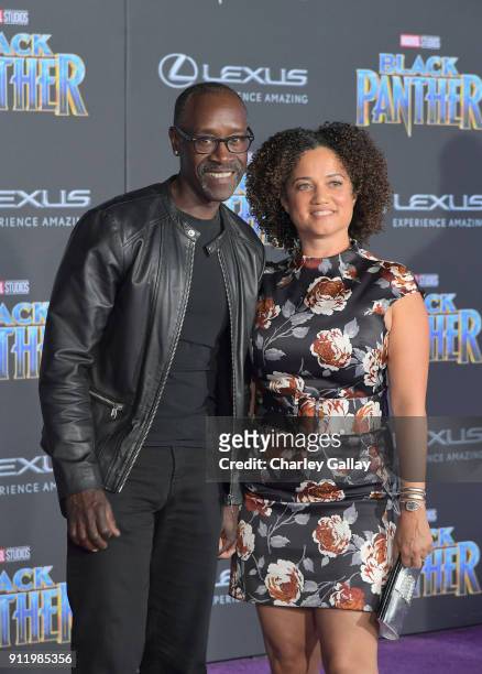 Don Cheadle and Bridgid Coulter arrive for the World Premiere of Marvel Studios Black Panther, presented by Lexus, at Dolby Theatre in Hollywood on...