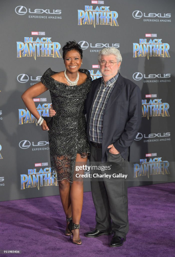 Mellody Hobson and George Lucas arrive for the World Premiere of