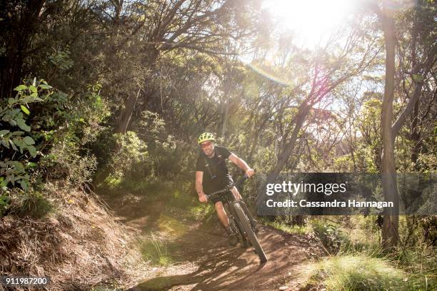 mountain biking in mount kosciuszko national park, australia - thredbo stock pictures, royalty-free photos & images