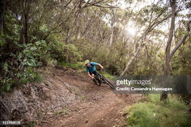 mountain biking in mount kosciuszko national park, australia - thredbo stock pictures, royalty-free photos & images